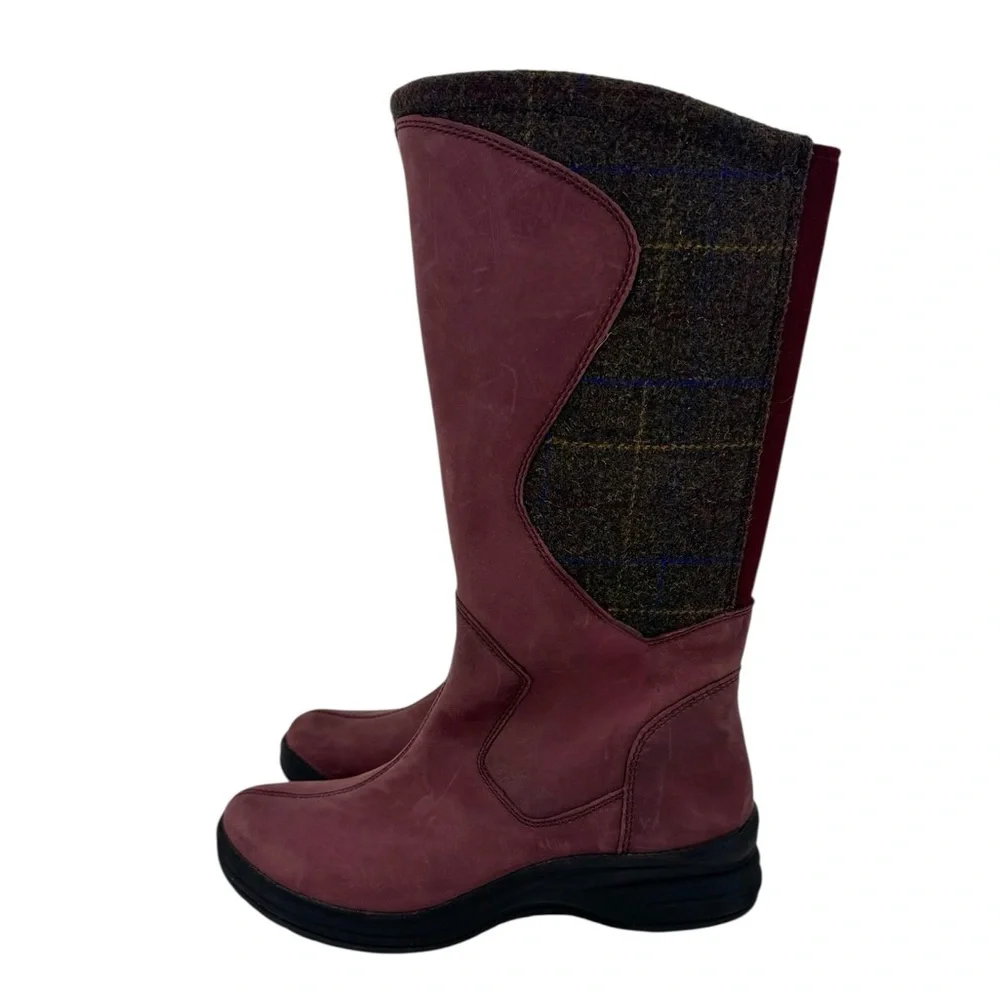 L.L. Bean North Haven Boots with Plaid Accents Burgundy Size 7